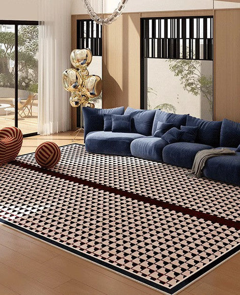 Modern Rugs for Dining Room, Contemporary Modern Rugs, Geometric Contemporary Rugs Next to Bed, Mid Century Area Rugs for Living Room-ArtWorkCrafts.com