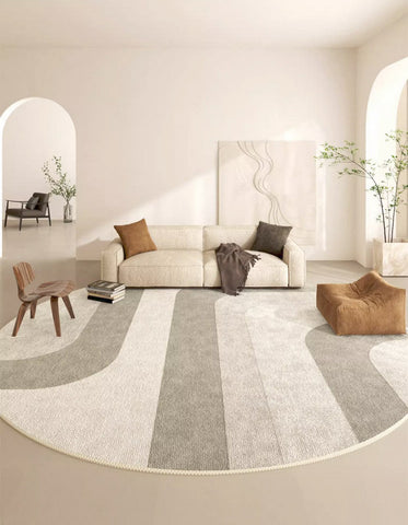 Geometric Modern Round Rugs, Circular Modern Rugs under Coffee Table, Contemporary Modern Rugs for Dining Room, Contemporary Round Rugs for Living Room-ArtWorkCrafts.com