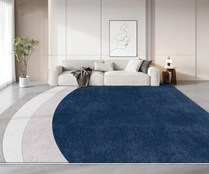 Large Modern Living Room Rugs, Geometric Modern Area Rugs, Abstract Blue Contemporary Modern Rugs in Bedroom, Dining Room Floor Carpets-ArtWorkCrafts.com