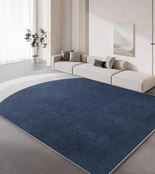 Large Modern Living Room Rugs, Geometric Modern Area Rugs, Abstract Blue Contemporary Modern Rugs in Bedroom, Dining Room Floor Carpets-ArtWorkCrafts.com