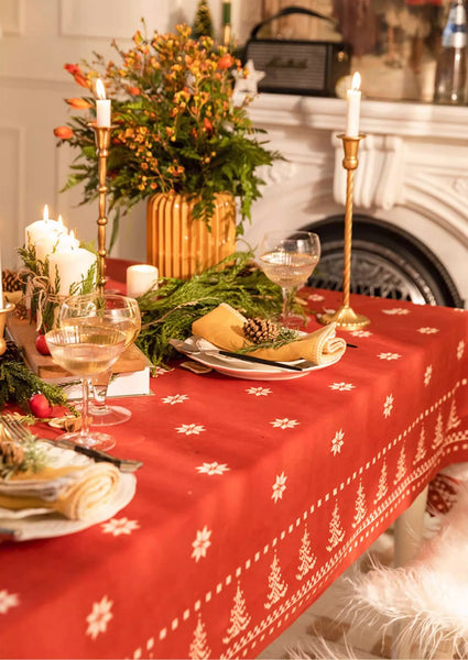 Extra Large Modern Rectangular Tablecloth for Dining Room Table, Christmas Edelweiss Table Covers, Square Tablecloth for Kitchen, Large Tablecloth for Round Table-ArtWorkCrafts.com