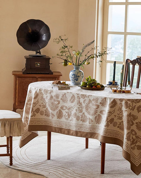 Flower Pattern Table Covers for Round Table, Large Modern Rectangle Tablecloth for Dining Table, Farmhouse Table Cloth for Oval Table, Square Tablecloth for Kitchen-ArtWorkCrafts.com