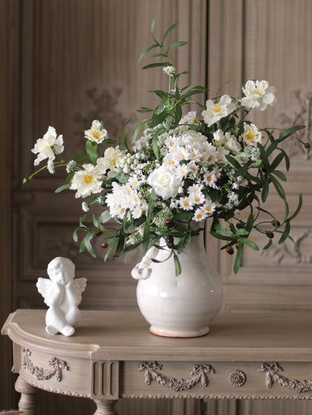 Beautiful Spring Flower Arrangement for Home Decoration, Large Bunch of Daisy and Rose Branch, Table Centerpiece, Real Touch Artificial Floral for Living Room-ArtWorkCrafts.com