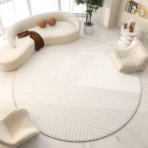 Abstract Modern Area Rugs for Bedroom, Circular Modern Rugs under Chairs, Geometric Round Rugs for Dining Room, Contemporary Modern Rug for Living Room-ArtWorkCrafts.com