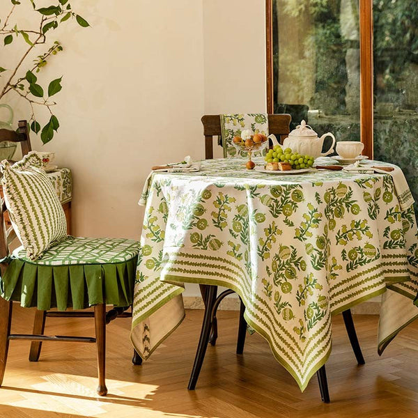 Canterbury Bell and Pomegranate Table Covers for Round Table, Large Modern Rectangle Tablecloth for Dining Table, Farmhouse Table Cloth for Oval Table-ArtWorkCrafts.com