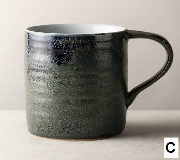 Creative Handmade Coffee Mugs, Blue Green Black Ceramic Coffee Mugs, Large Modern Handmade Pottery Coffee Cup, Large Capacity Coffee Mugs-ArtWorkCrafts.com