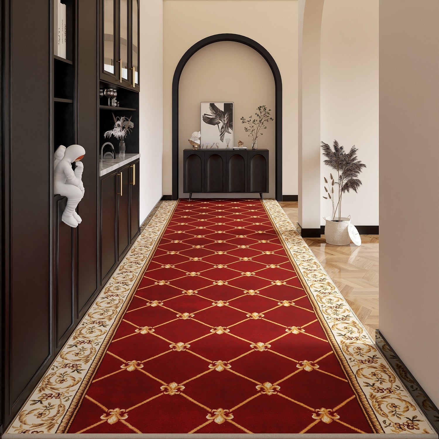 Non Slip Entrance Runner Rugs, Traditional Red Persian Long Narrow Runner Rugs, Extra Long Hallway Runners, Washable Entryway Runner Rug Ideas, Kitchen Runner Rugs-ArtWorkCrafts.com