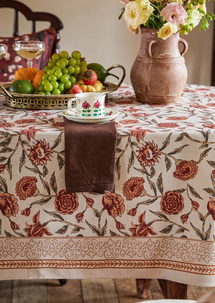 Flower Farmhouse Table Covers, Square Tablecloth for Round Table, Long Rectangular Tablecloth for Dining Room Table, Extra Large Modern Tablecloth for Living Room-ArtWorkCrafts.com