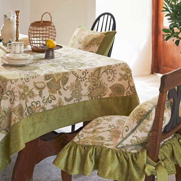 Extra Large Modern Tablecloth Ideas for Dining Room Table, Green Flower Pattern Table Cover for Kitchen, Outdoor Picnic Tablecloth, Rectangular Tablecloth for Round Table-ArtWorkCrafts.com