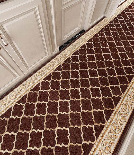 Stain-resistant Non Slip Kitchen Runner Rugs, Entryway Brown Runner Rugs, Modern Long Hallway Runners, Extra Long Narrow Runner Rugs, Entrance Hallway Runners, Hallway Runners-ArtWorkCrafts.com