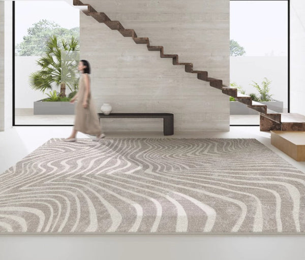 Modern Carpets for Office, Dining Room Floor Rugs, Stripe Area Rugs under Sofa, Mid Century Area Rugs for Living Room, Abstract Contemporary Rugs for Bedroom-ArtWorkCrafts.com