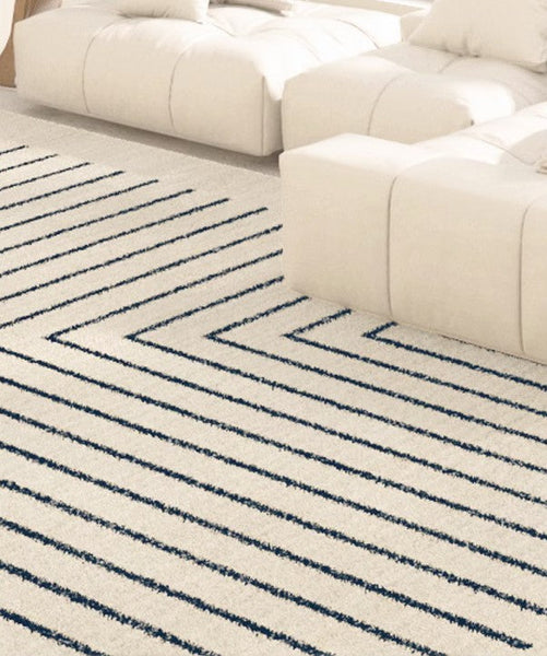 Large Modern Rugs for Dining Room, Bohemian Stripe Runner Rugs Next to Bed, Contemporary Rugs for Living Room, Bathroom Runner Rugs-ArtWorkCrafts.com