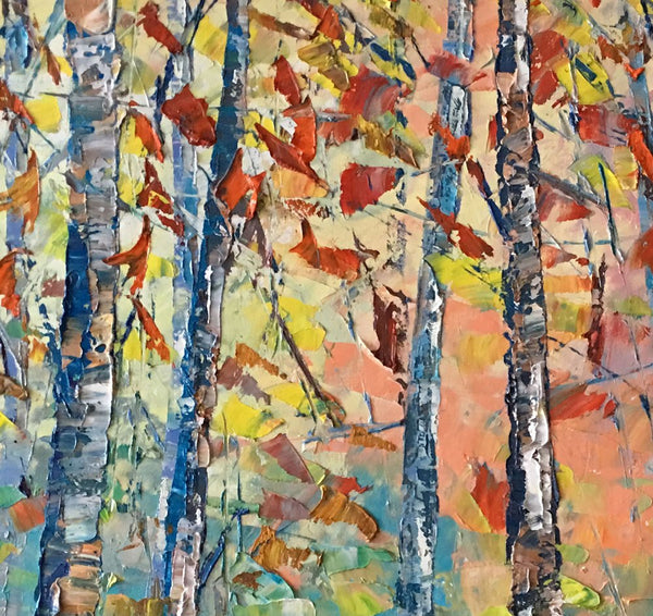 Birch Tree Painting, Landscape Painting, Original Wall Art, Canvas Art, Custom Large Oil Painting-ArtWorkCrafts.com