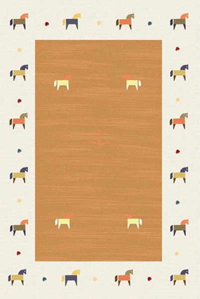 Cartoon Modern Rugs for Bedroom, Lovely Horse Area Rugs for Children Room, Geometric Modern Rugs, Modern Rugs for Living Room-ArtWorkCrafts.com