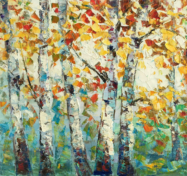 Autumn Tree Landscape Painting, Landscape Painting for Sale, Autumn Paintings, Living Room Wall Art Paintings, Custom Original Painting-ArtWorkCrafts.com