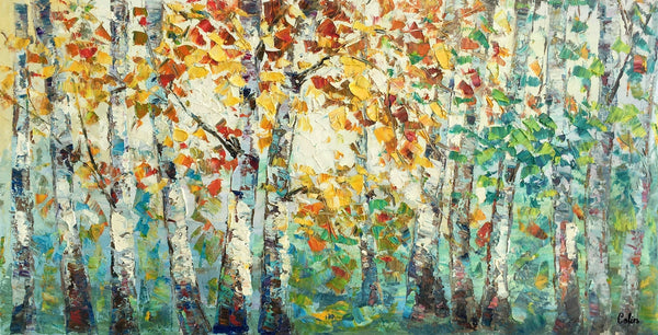 Autumn Tree Landscape Painting, Landscape Painting for Sale, Autumn Paintings, Living Room Wall Art Paintings, Custom Original Painting-ArtWorkCrafts.com