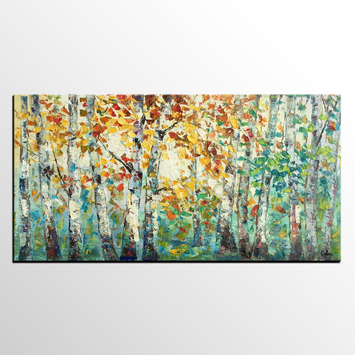 Autumn Tree Landscape Painting, Landscape Painting for Sale, Autumn Paintings, Living Room Wall Art Paintings, Custom Original Painting-ArtWorkCrafts.com