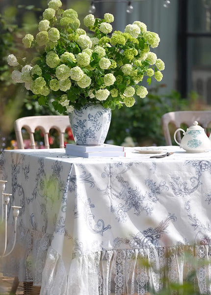 Picnic Spring Flower Table Covers for Round Table, Large Modern Rectangle Tablecloth for Dining Table, Farmhouse Table Cloth for Oval Table-ArtWorkCrafts.com