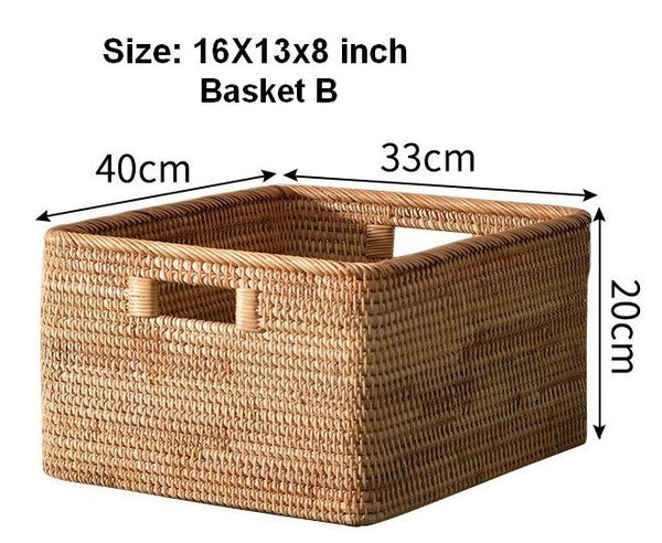 Woven Storage Baskets, Rattan Storage Baskets for Kitchen, Storage Basket for Shelves, Kitchen Storage Basket, Storage Baskets for Bedroom-ArtWorkCrafts.com