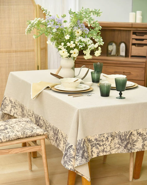 Cotton and Linen Rectangle Table Covers for Dining Room Table, Modern Tablecloth for Kitchen, Square Tablecloth for Coffee Table-ArtWorkCrafts.com