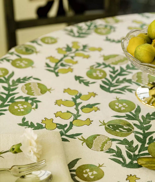 Canterbury Bell and Pomegranate Table Covers for Round Table, Large Modern Rectangle Tablecloth for Dining Table, Farmhouse Table Cloth for Oval Table-ArtWorkCrafts.com