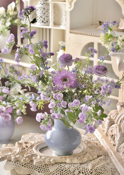 Table Centerpiece, Artificial Floral for Living Room, Large Bunch of Purple Romantic Flowers for Bedroom, Beautiful Spring Flower Arrangement for Interior Design-ArtWorkCrafts.com