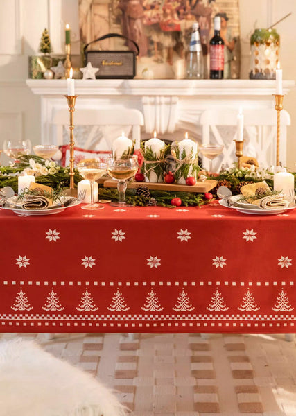 Extra Large Modern Rectangular Tablecloth for Dining Room Table, Christmas Edelweiss Table Covers, Square Tablecloth for Kitchen, Large Tablecloth for Round Table-ArtWorkCrafts.com