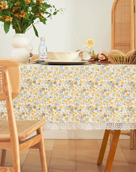 Dining Room Flower Table Cloths, Cotton Rectangular Table Covers for Kitchen, Farmhouse Table Cloth, Wedding Tablecloth, Square Tablecloth for Round Table-ArtWorkCrafts.com