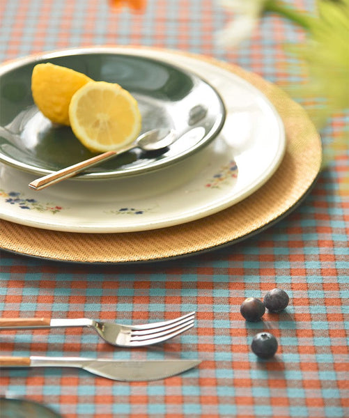 Cotton Chequer Rectangular Tablecloth for Kitchen, Rectangle Table Covers for Dining Room Table, Square Tablecloth for Coffee Table, Farmhouse Table Cloth-ArtWorkCrafts.com