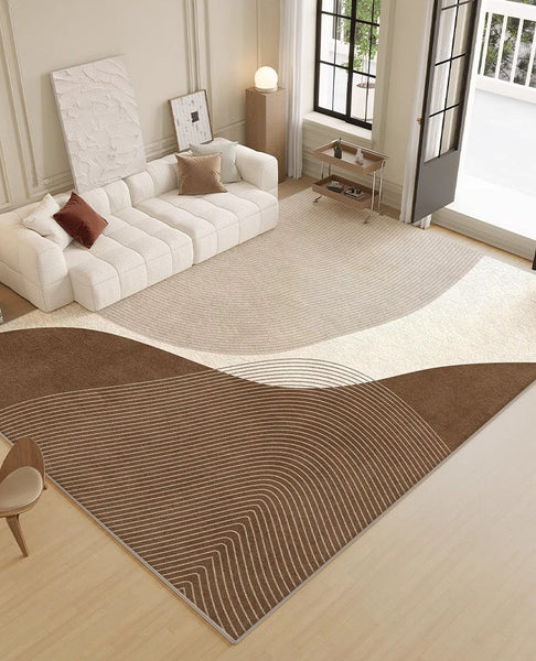 Large Geometric Rugs for Living Room, Abstract Modern Area Rugs for Bedroom, Contemporary Modern Rugs for Bedroom-ArtWorkCrafts.com