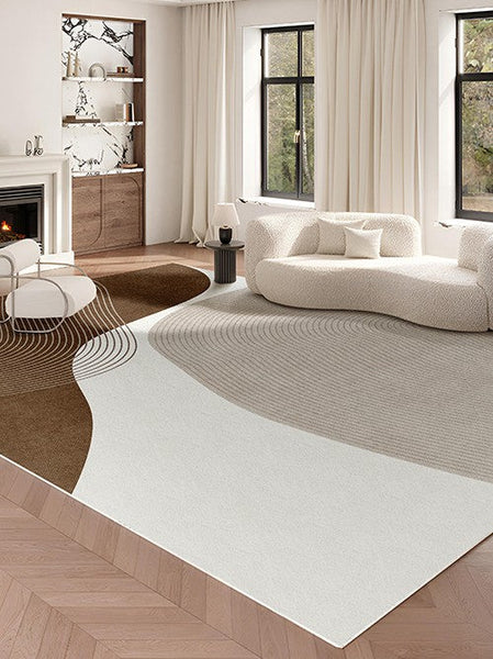 Contemporary Modern Rugs for Bedroom, Large Geometric Rugs for Living Room, Abstract Modern Area Rugs for Bedroom-ArtWorkCrafts.com