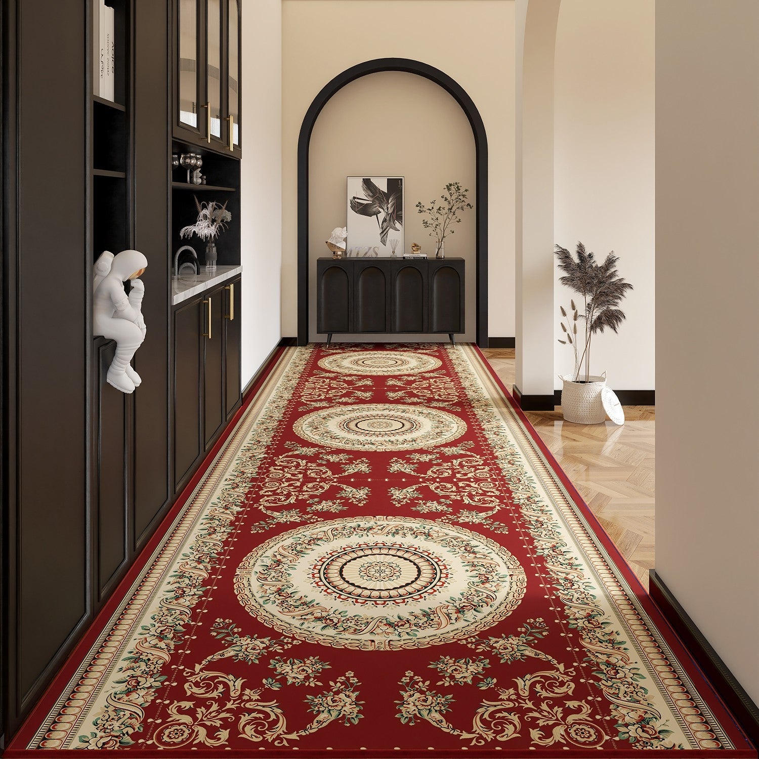 Bedside Runner Rugs, Non Slip Entrance Runner Rugs, Traditional Red Persian Long Narrow Runner Rugs, Extra Long Hallway Runners, Washable Entryway Runner Rug Ideas-ArtWorkCrafts.com