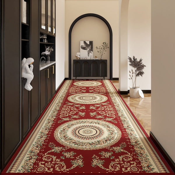 Bedside Runner Rugs, Non Slip Entrance Runner Rugs, Traditional Red Persian Long Narrow Runner Rugs, Extra Long Hallway Runners, Washable Entryway Runner Rug Ideas-ArtWorkCrafts.com