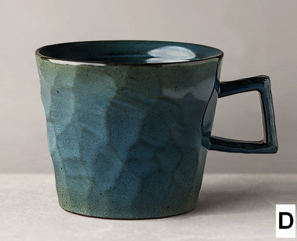 Large Capacity Coffee Cups, Modern Handmade Pottery Coffee Cup, Large Unique Tea Cup, Creative Brown White Black Blue Ceramic Coffee Mugs-ArtWorkCrafts.com