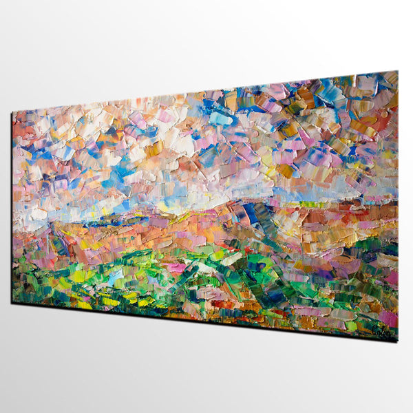 Heavy Texture Painting, Autumn Mountain Painting, Landscape Painting, Custom Large Canvas Art-ArtWorkCrafts.com