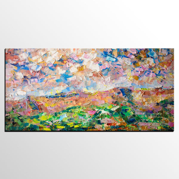 Heavy Texture Painting, Autumn Mountain Painting, Landscape Painting, Custom Large Canvas Art-ArtWorkCrafts.com