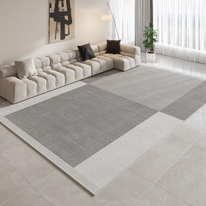 Gray Modern Rug Ideas for Living Room, Abstract Grey Geometric Modern Rugs, Contemporary Modern Rugs for Bedroom, Modern Rugs for Dining Room-ArtWorkCrafts.com