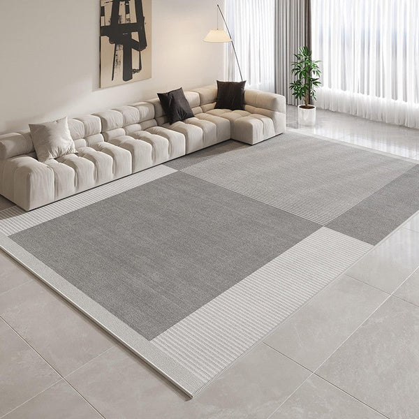 Gray Modern Rug Ideas for Living Room, Abstract Grey Geometric Modern Rugs, Contemporary Modern Rugs for Bedroom, Modern Rugs for Dining Room-ArtWorkCrafts.com