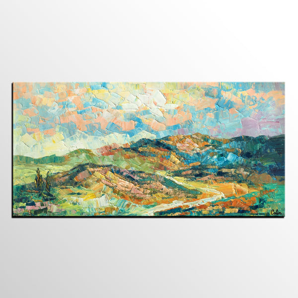 Landscape Painting, Autumn Mountain Painting, Original Wall Art, Custom Canvas Art, Original Artwork, Canvas Painting, Oil Painting-ArtWorkCrafts.com