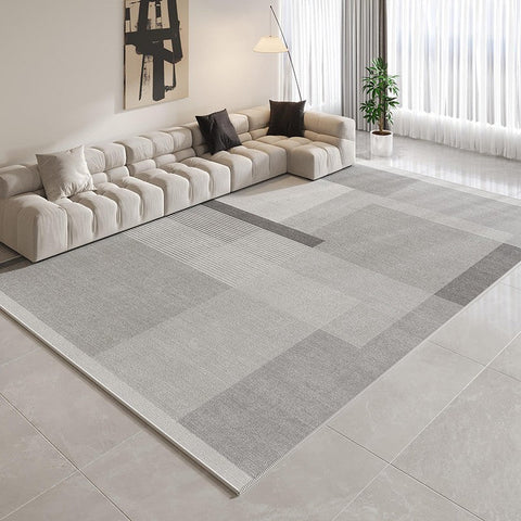 Geometric Modern Rugs for Dining Room, Contemporary Modern Rugs for Bedroom, Gray Modern Rugs for Living Room, Abstract Grey Modern Rugs for Sale-ArtWorkCrafts.com