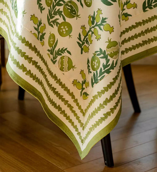 Large Modern Rectangle Tablecloth for Dining Table, Canterbury Bell and Pomegranate Table Covers for Round Table, Farmhouse Table Cloth for Oval Table-ArtWorkCrafts.com