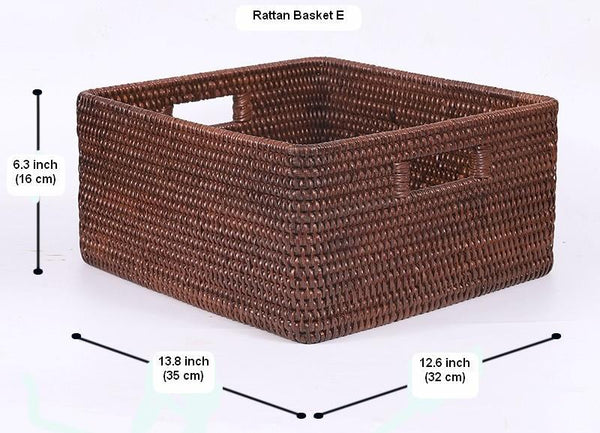 Rectangular Storage Baskets, Storage Baskets for Kitchen, Large Brown Woven Storage Baskets, Storage Baskets for Shelves-ArtWorkCrafts.com