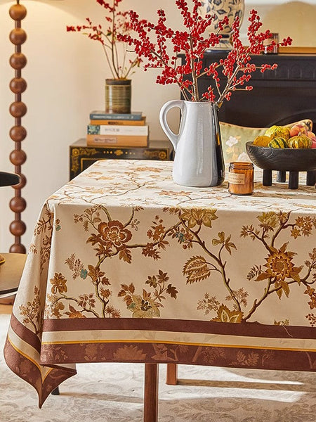 Extra Large Modern Rectangular Tablecloth for Dining Room Table, Flower Farmhouse Table Covers, Square Tablecloth for Round Table, Mid Century Tablecloth for Living Room-ArtWorkCrafts.com
