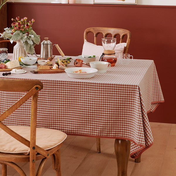 Cotton Chequer Rectangular Tablecloth, Large Rectangle Tablecloth for Dining Room Table, Square Tablecloth for Coffee Table, Farmhouse Table Cloth, Wedding Tablecloth-ArtWorkCrafts.com