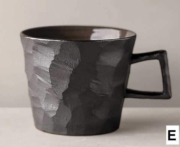 Large Capacity Coffee Cups, Modern Handmade Pottery Coffee Cup, Large Unique Tea Cup, Creative Brown White Black Blue Ceramic Coffee Mugs-ArtWorkCrafts.com