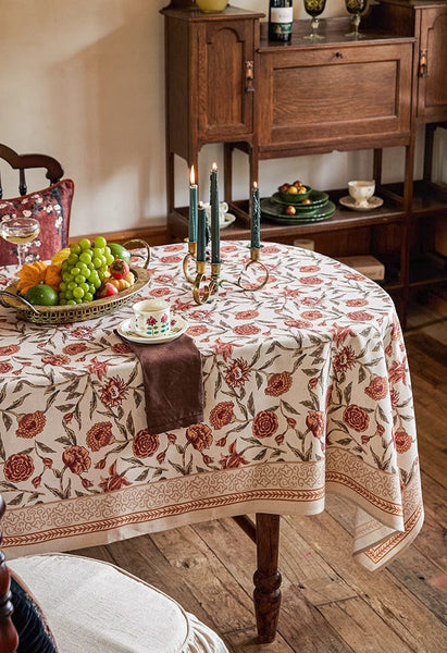 Flower Farmhouse Table Covers, Square Tablecloth for Round Table, Long Rectangular Tablecloth for Dining Room Table, Extra Large Modern Tablecloth for Living Room-ArtWorkCrafts.com