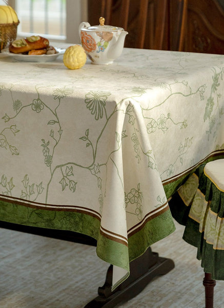 Spring Green Flower Table Covers, Large Modern Rectangle Tablecloth for Dining Table for Round Table, Farmhouse Table Cloth for Oval Table, Square Tablecloth for Kitchen-ArtWorkCrafts.com