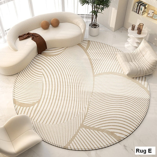 Round Modern Rugs for Living Room, Contemporary Modern Area Rugs for Bedroom, Geometric Round Rugs for Dining Room, Circular Modern Rugs under Chairs-ArtWorkCrafts.com