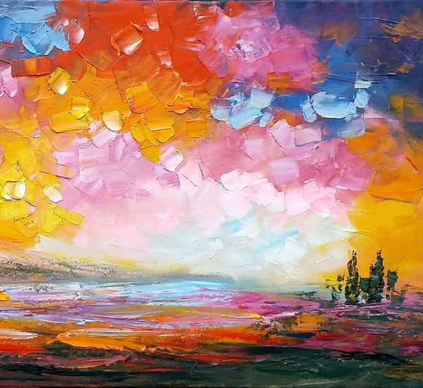 Abstract Landscape Paintings, Original Oil Painting, Custom Canvas Painting, Oil Painting for Sale-ArtWorkCrafts.com