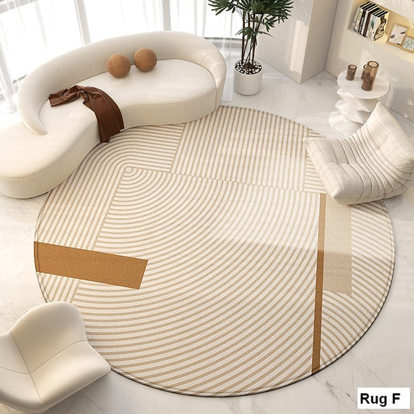 Round Modern Rugs for Living Room, Contemporary Modern Area Rugs for Bedroom, Geometric Round Rugs for Dining Room, Circular Modern Rugs under Chairs-ArtWorkCrafts.com